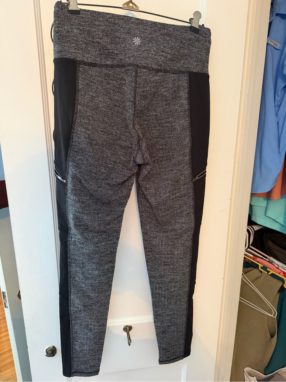Athleta Gray Heather & Black High-Rise Leggings - Picture 2 of 3